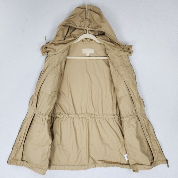 Michael Kors Jacket Womens Medium Tan Lightweight Parka Full Zip Hooded Utility - Picture 7 of 12